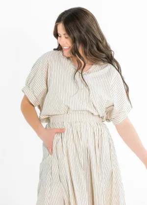 Black Striped Button-Up Top