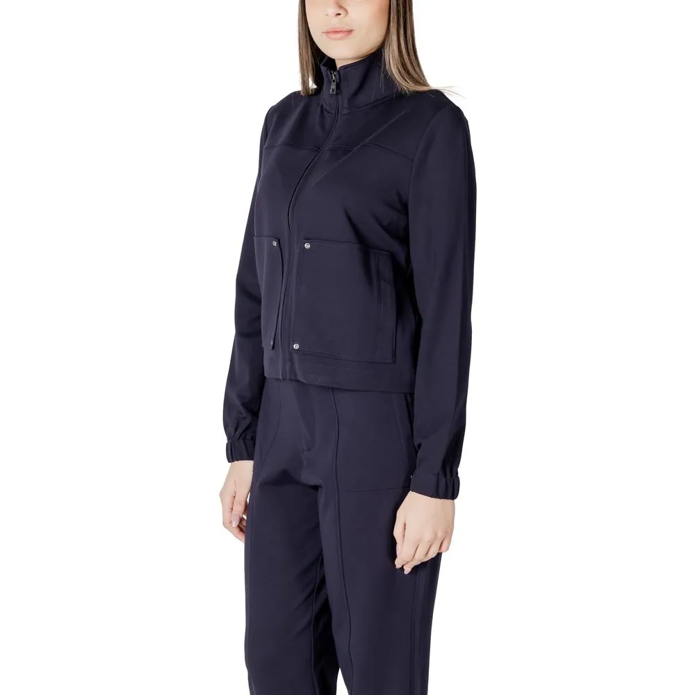 Blue Viscose Jackets & Coat