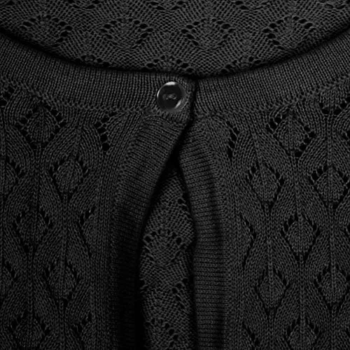BOLEROSE Girls' Black Pointelle Bolero Shrug