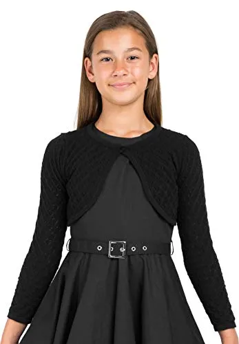 BOLEROSE Girls' Black Pointelle Bolero Shrug