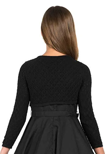 BOLEROSE Girls' Black Pointelle Bolero Shrug