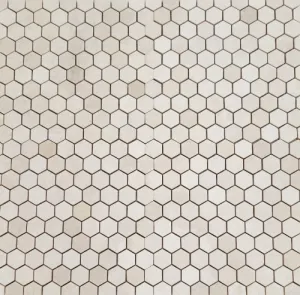 Botticino Marble Polished 1 1/4 inch Hexagonal Mosaic Tile - STANDARD QUALITY - Lot of 20 Sheets