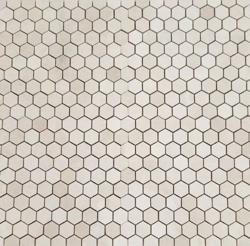 Botticino Marble Polished 1 1/4 inch Hexagonal Mosaic Tile - STANDARD QUALITY - Lot of 20 Sheets