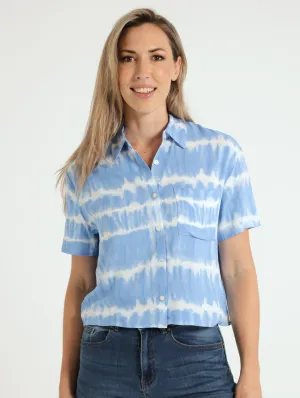 Boxy 1 Pocket Shirt - White/Blue
