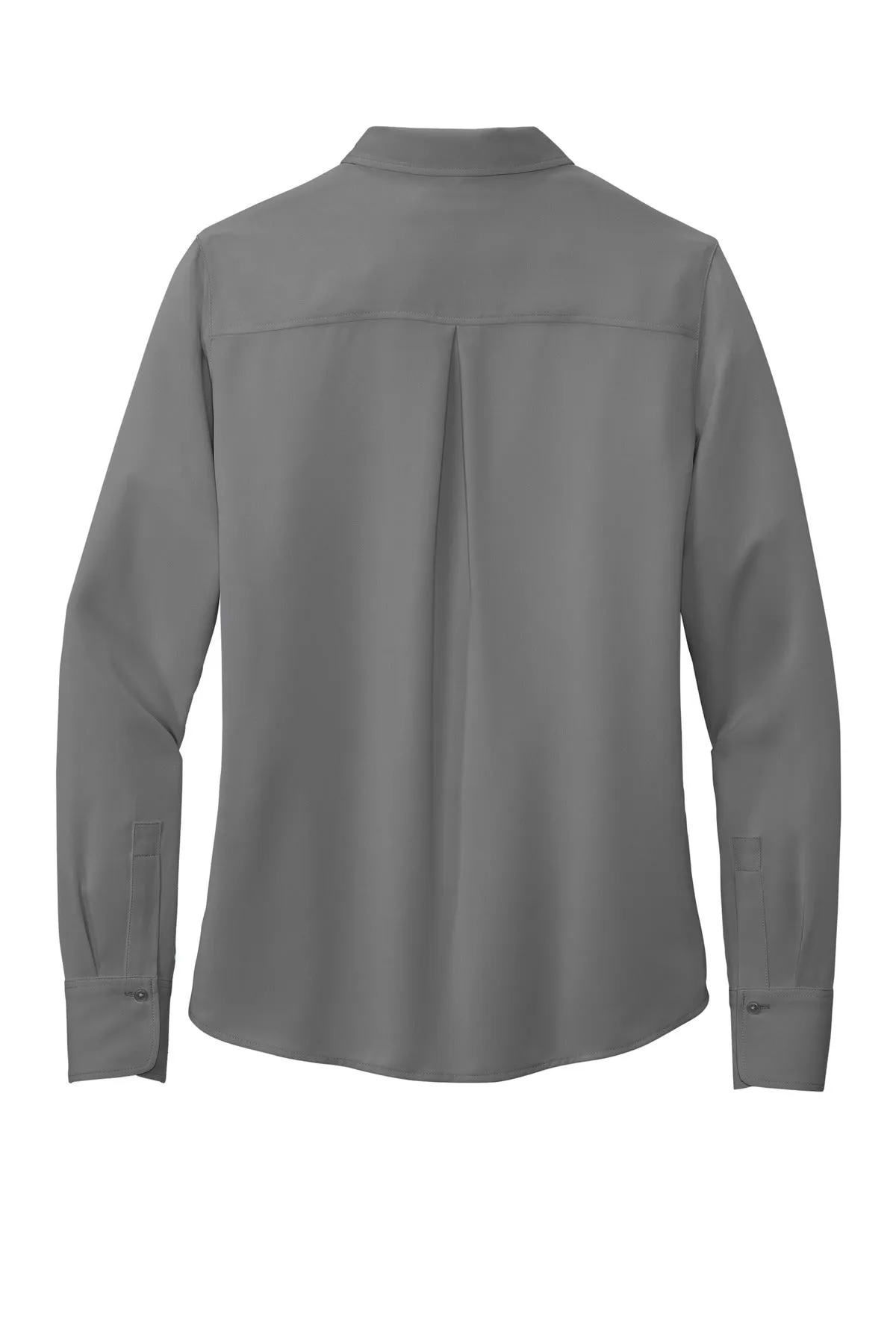 Brooks Brothers Women's Full-Button Satin Blouse BB18007 Shadow Grey