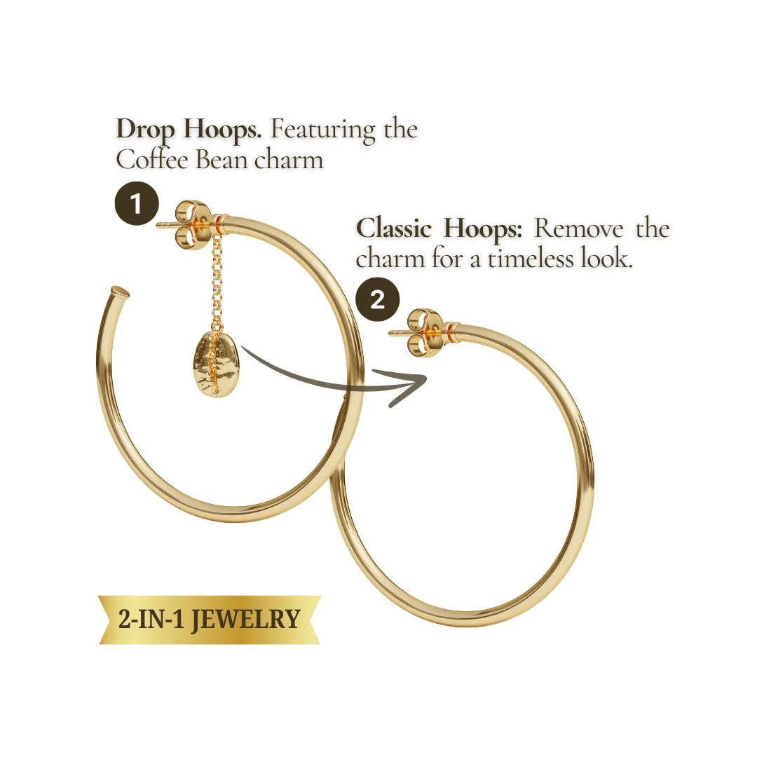 Buna Drop Hoop Earring - 14K Gold Plated | 2-IN-1 Jewelry