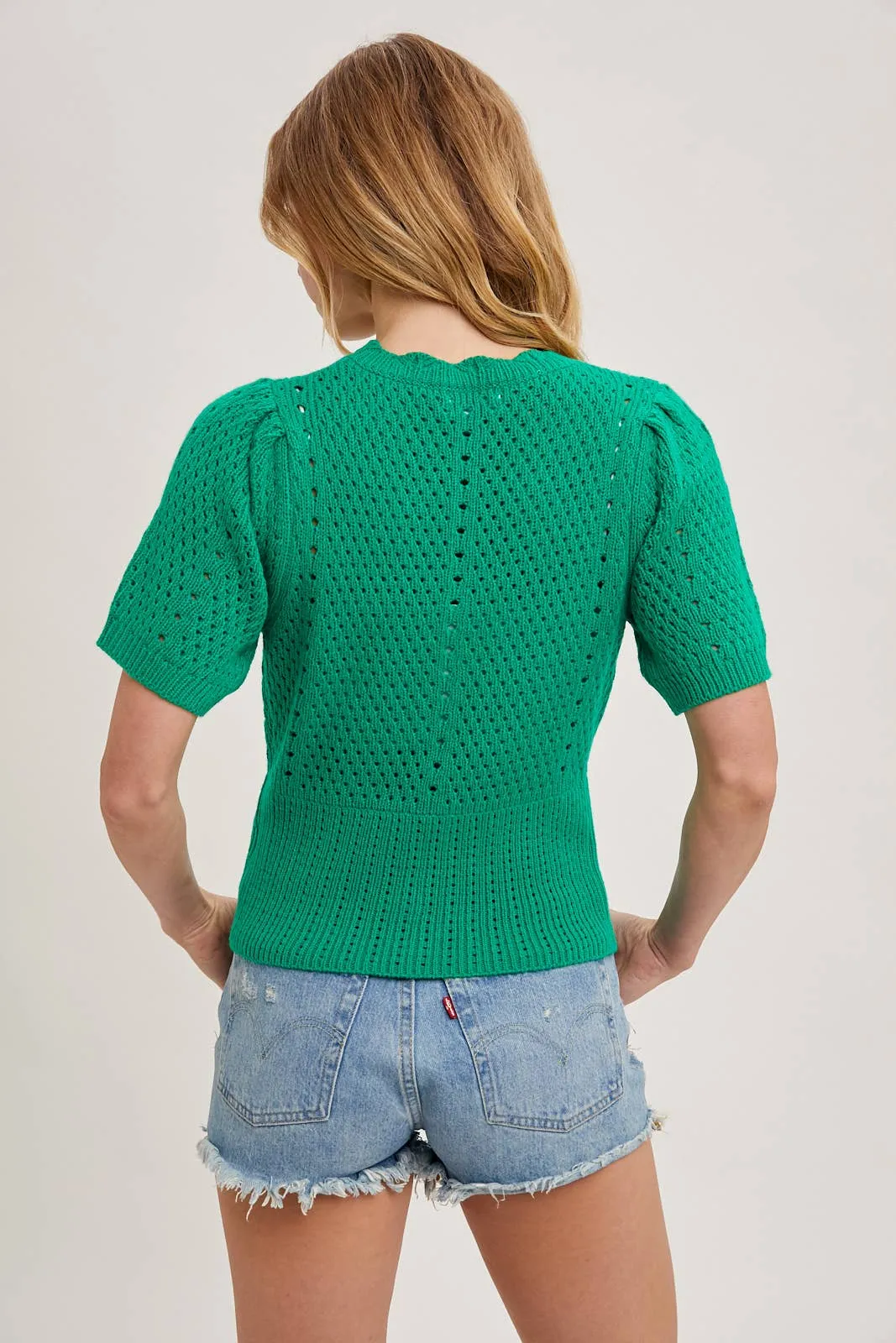 Button Down Short Sleeve Knot Cardigan