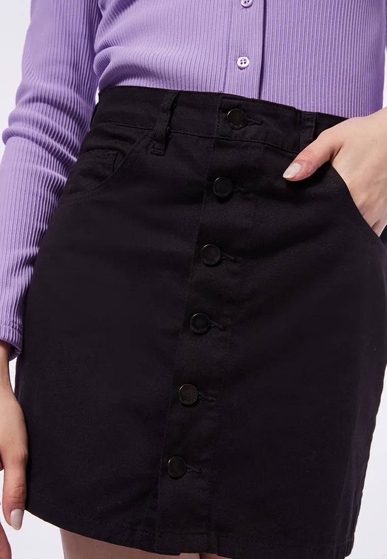 Button Up Denim Skirt