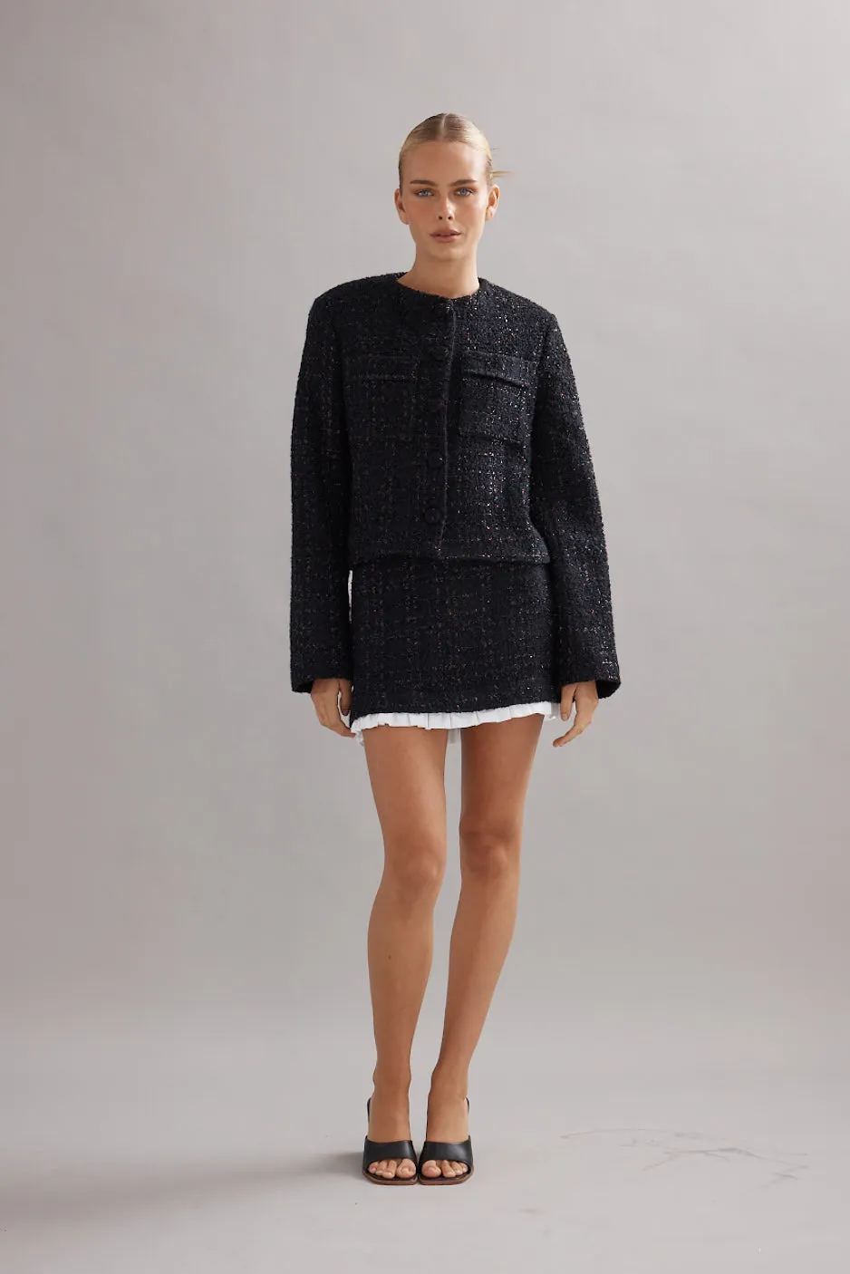 Caitlin Crisp | Frilly Birdy Skirt - Black Tweed