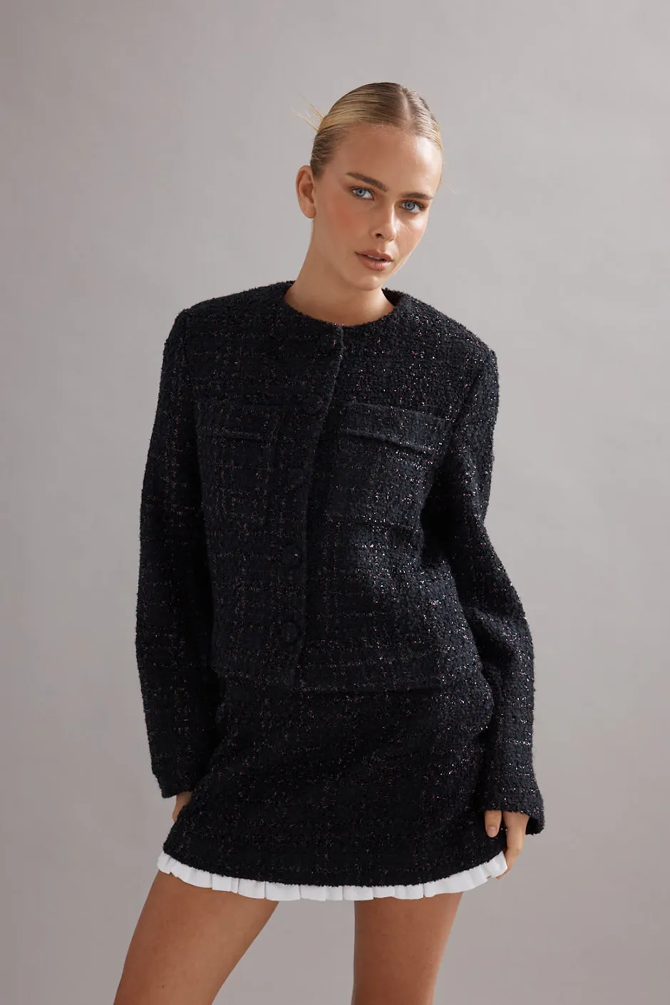 Caitlin Crisp | Frilly Birdy Skirt - Black Tweed