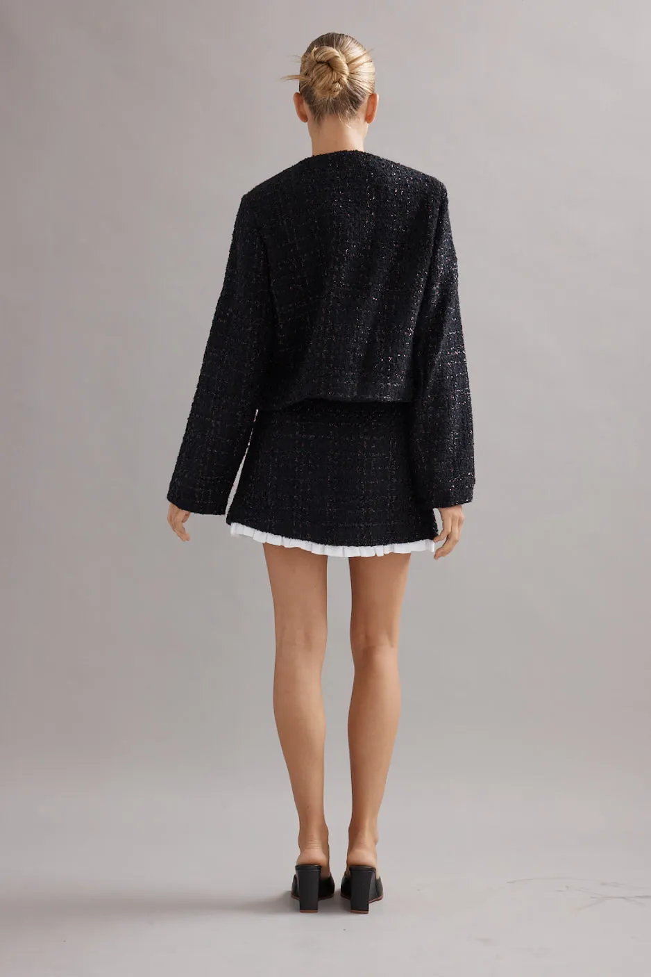 Caitlin Crisp | Frilly Birdy Skirt - Black Tweed