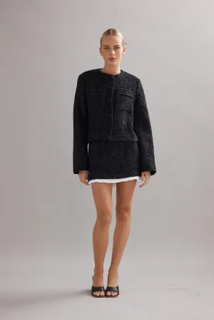 Caitlin Crisp | Frilly Birdy Skirt - Black Tweed
