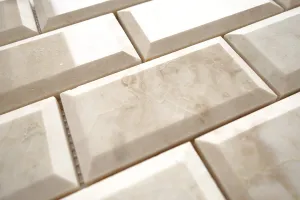 Cappuccino Marble 2X4 Deep-Beveled Polished Brick Mosaic Tile - STANDARD QUALITY - Lot of 20 SHEETS