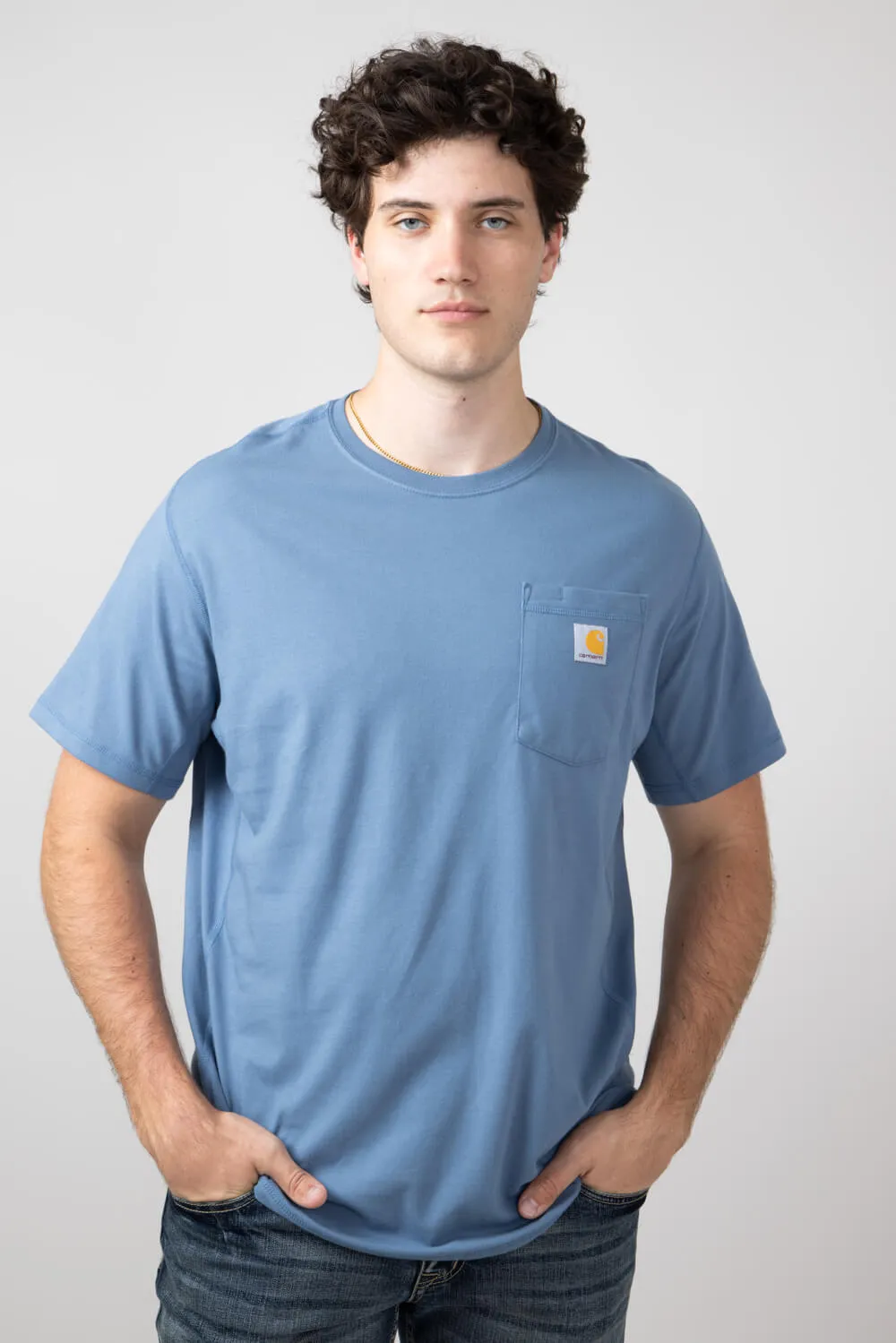 Carhartt Force Relaxed Fit Midweight Pocket T-Shirt for Men in Grey Blue | 106652-HG7-GRY