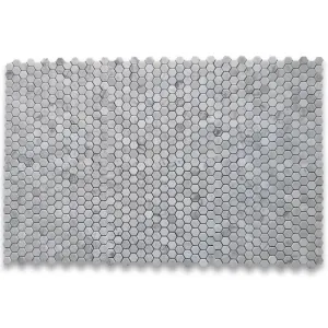 Carrara White (Bianco Carrera) 1" Hexagon Mosaic Tile Polished