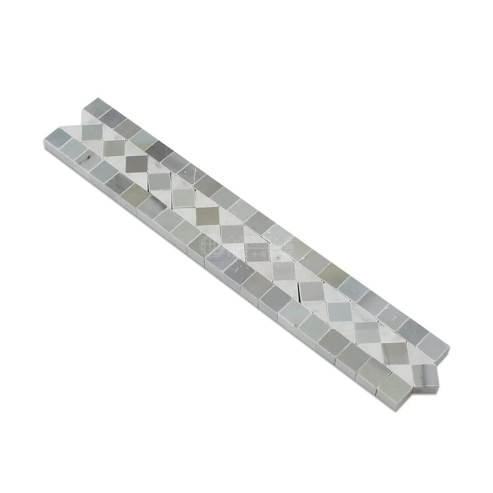 Carrara White Italian (Bianco Carrara) Marble BIAS Border / Listello with Black Dots, Polished