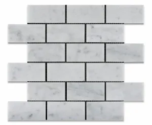 Carrara White Marble Polished 2 X 4 Brick Mosaic Tile - Box of 5 sq. ft.