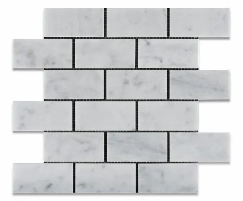 Carrara White Marble Polished 2 X 4 Brick Mosaic Tile - Box of 5 sq. ft.