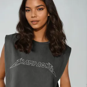 Champagne Metal Garment Dyed Muscle Tee