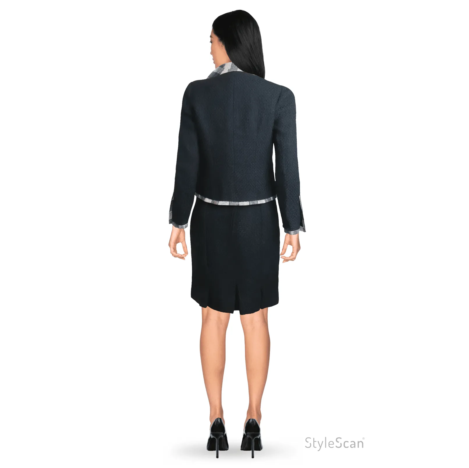 CHANEL Black Boucle w/ Stripes and Gold Accents Skirt Suit (5PC) Circa 1990s | Size 34