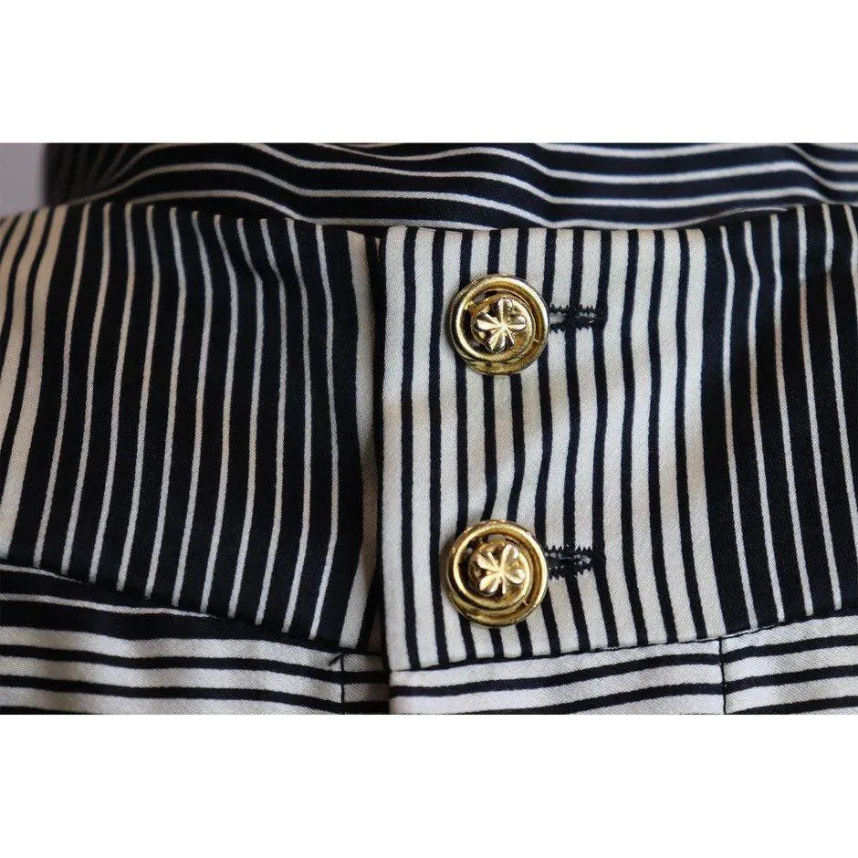 CHANEL Black Boucle w/ Stripes and Gold Accents Skirt Suit (5PC) Circa 1990s | Size 34