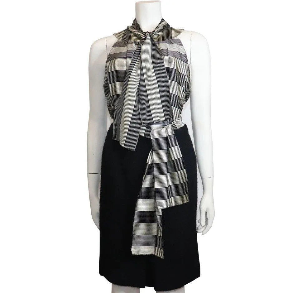 CHANEL Black Boucle w/ Stripes and Gold Accents Skirt Suit (5PC) Circa 1990s | Size 34