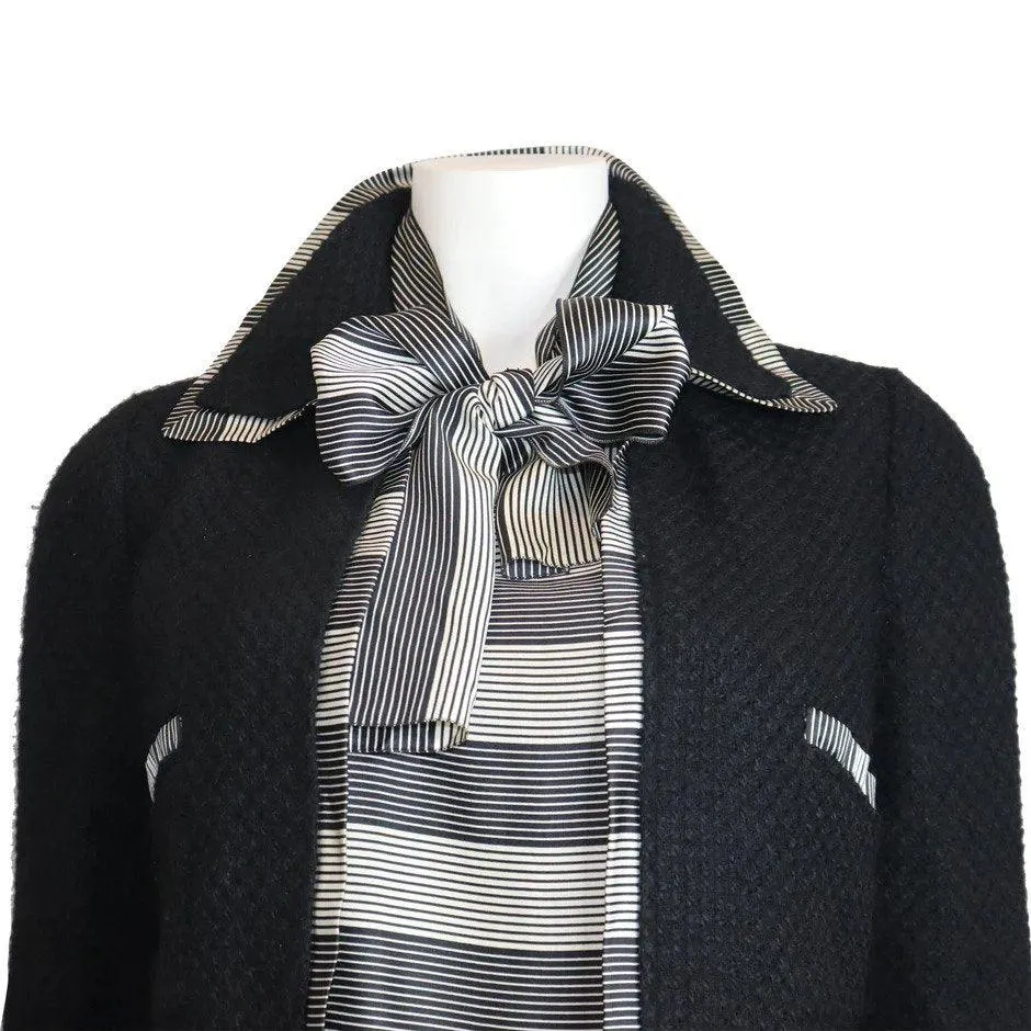 CHANEL Black Boucle w/ Stripes and Gold Accents Skirt Suit (5PC) Circa 1990s | Size 34