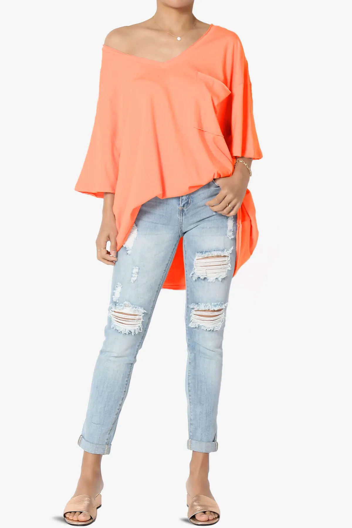 Charlie V Neck Pocket Boyfriend Tee PLUS