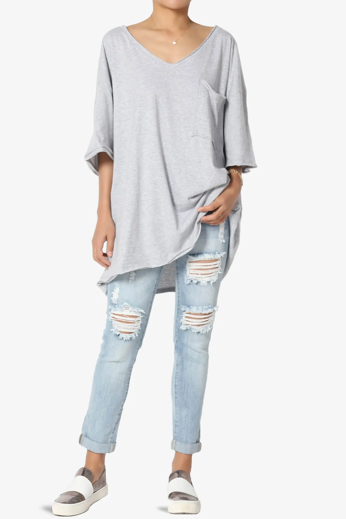 Charlie V Neck Pocket Boyfriend Tee PLUS