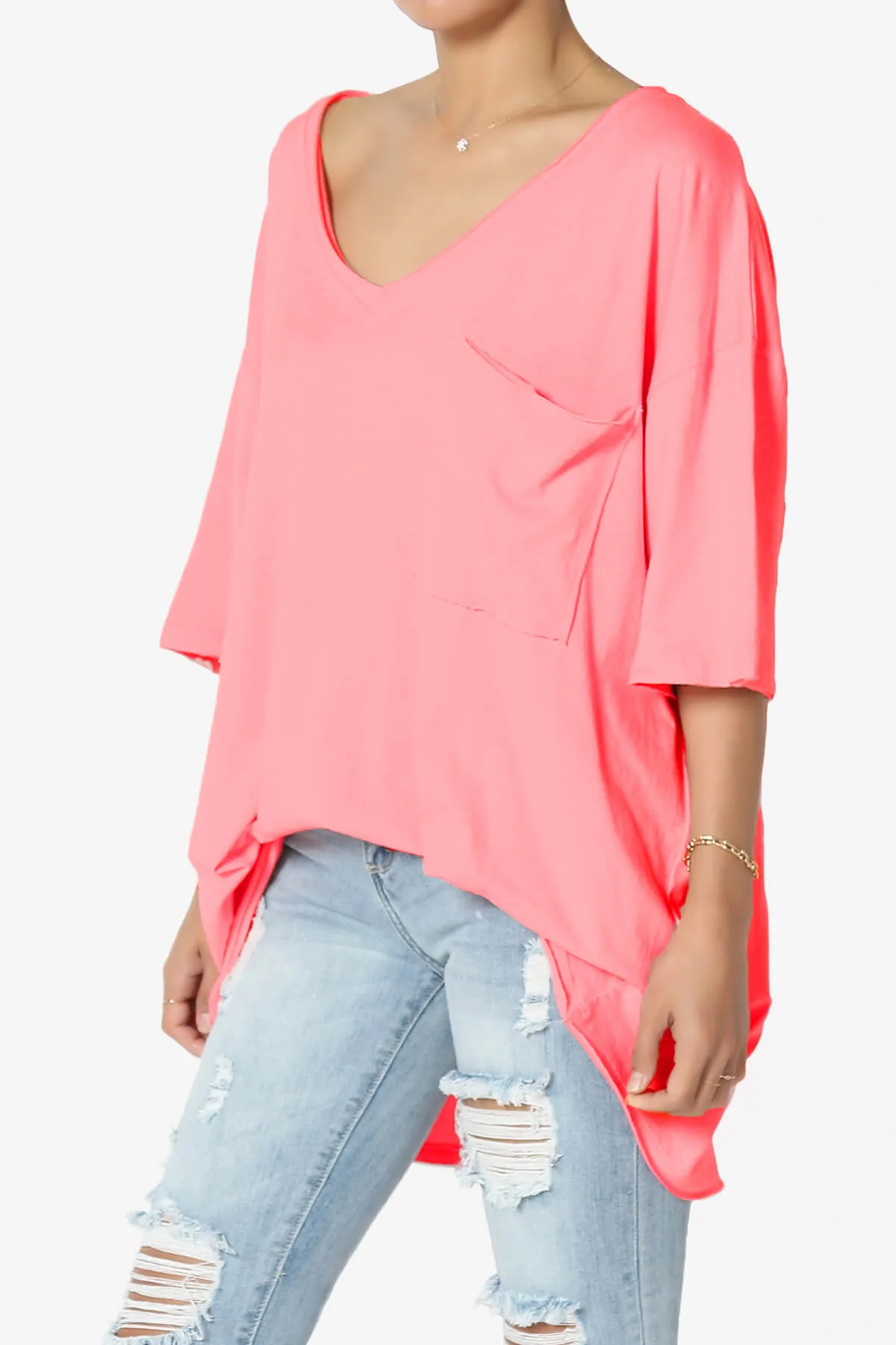 Charlie V Neck Pocket Boyfriend Tee PLUS