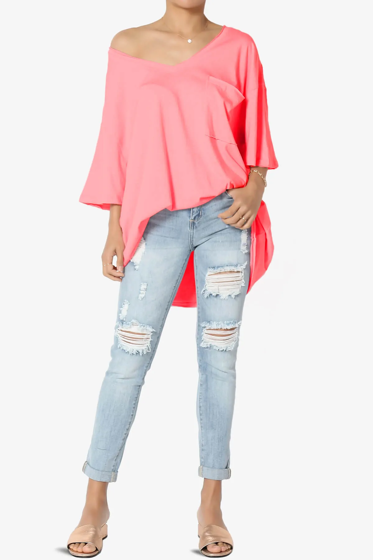 Charlie V Neck Pocket Boyfriend Tee PLUS