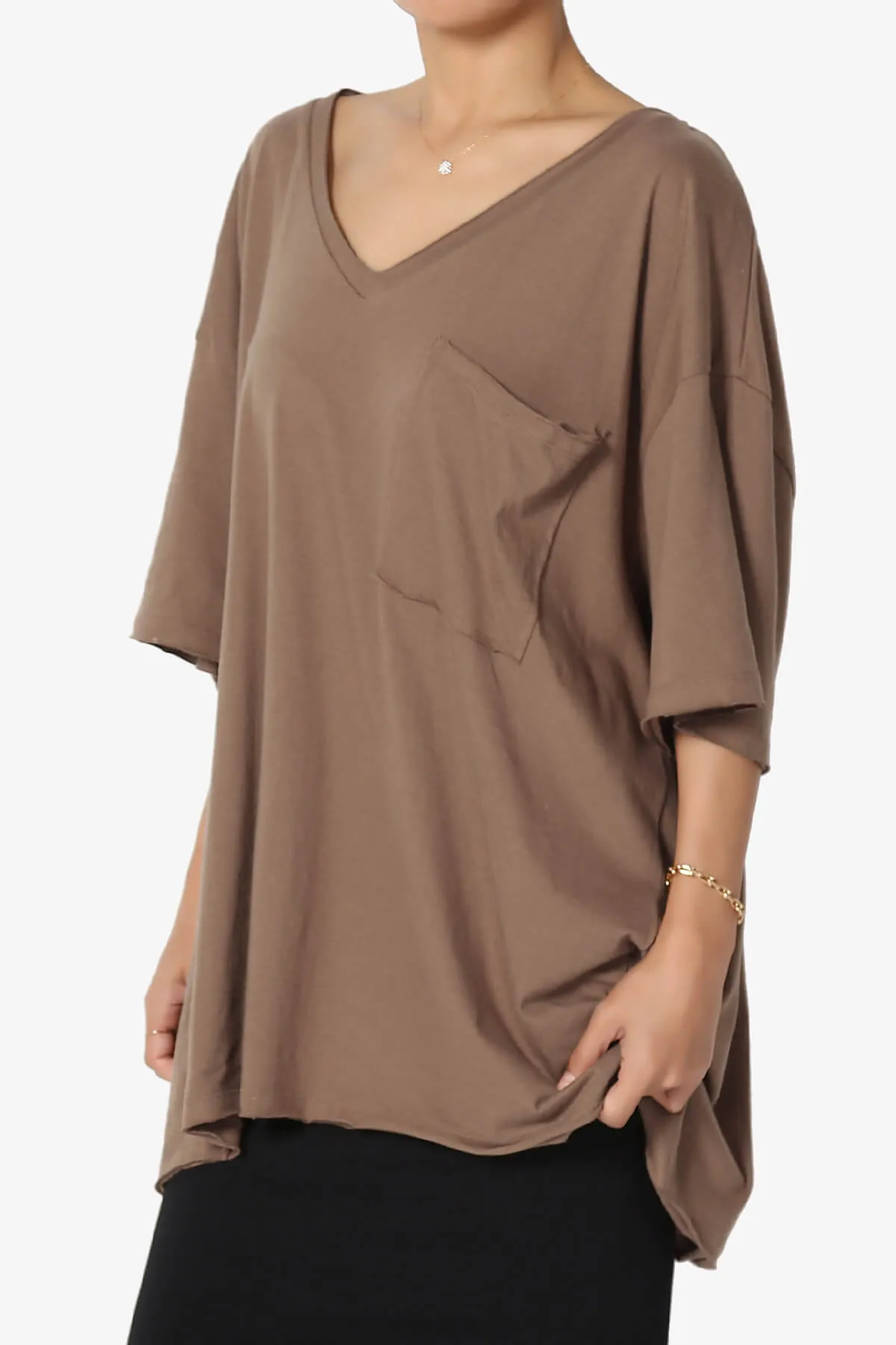 Charlie V Neck Pocket Boyfriend Tee PLUS