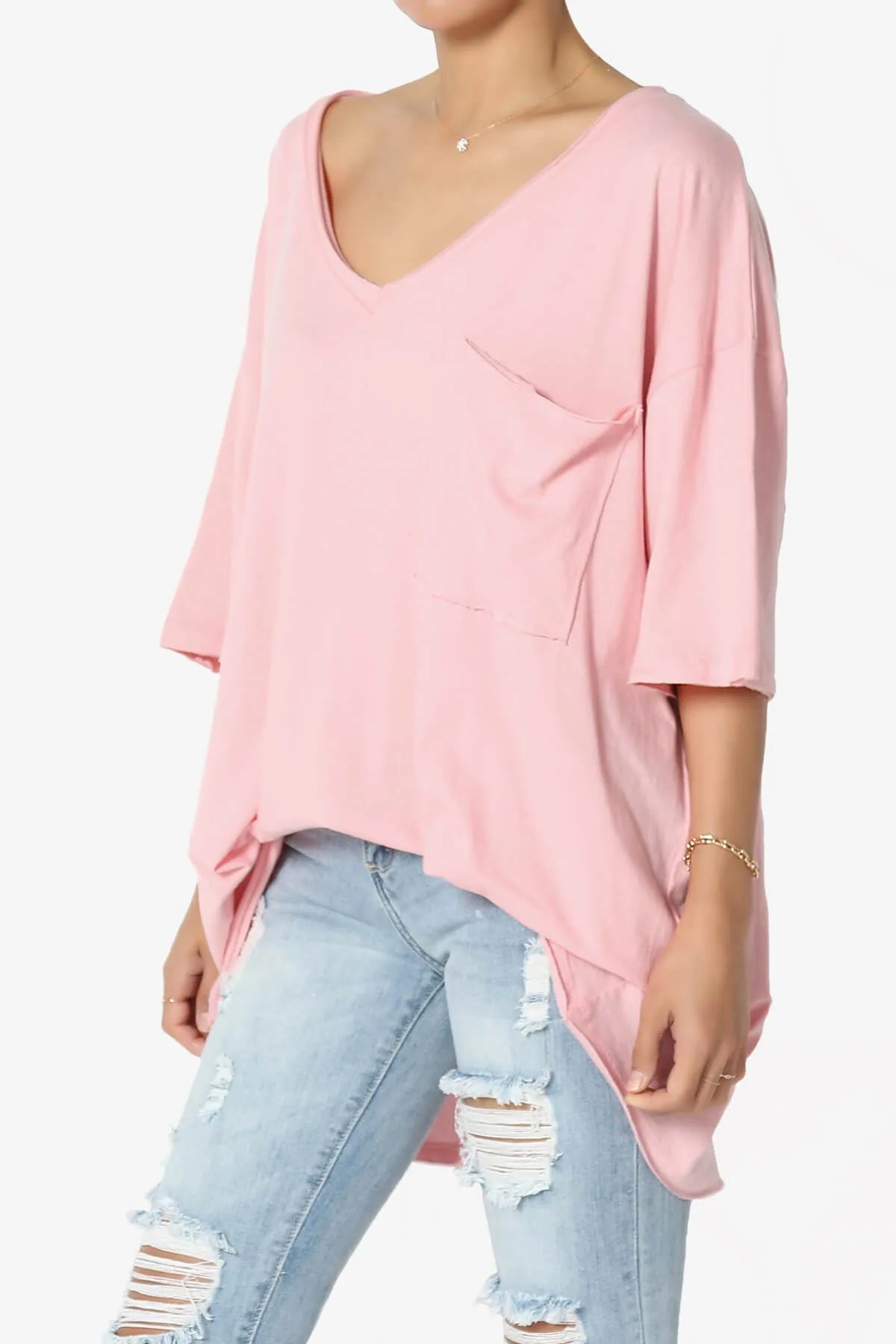 Charlie V Neck Pocket Boyfriend Tee PLUS