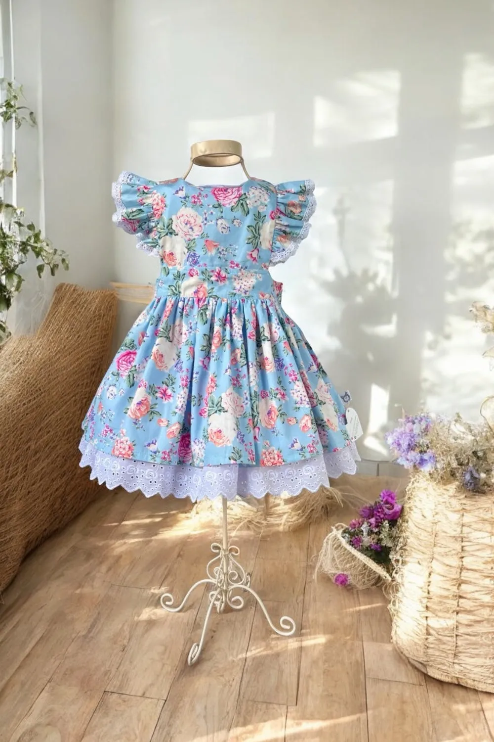 Charlotte Emma Dress | Floral Dreams in Sky Blue