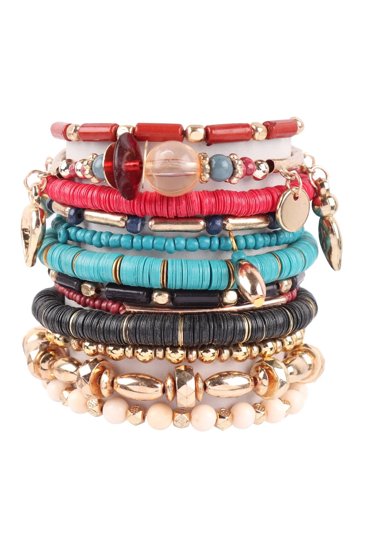 CHARM MIX BEADS W/ DAINTY PENDANT VERSATILE BRACELET SET