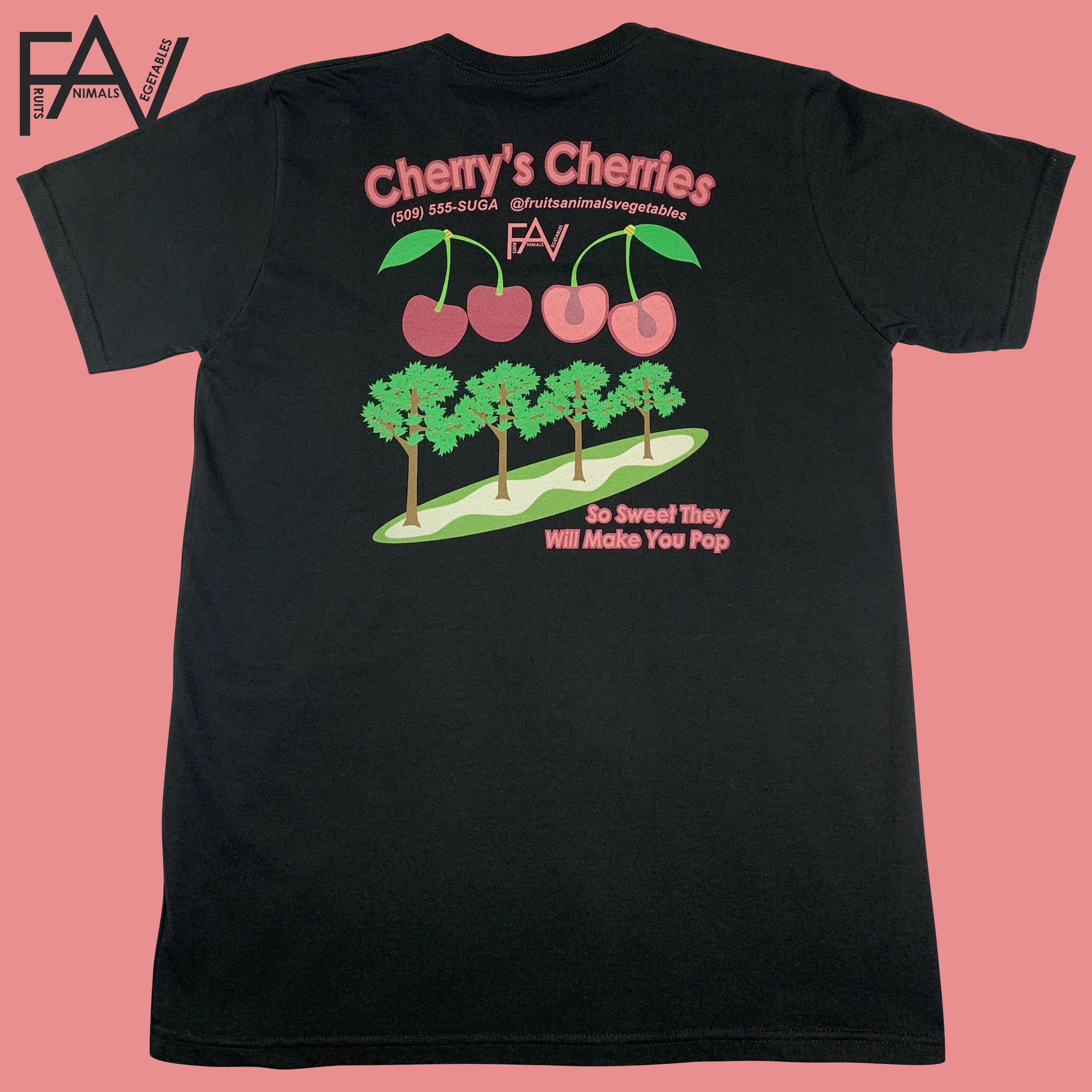 Cherry - Black Organic Heavyweight T-Shirt