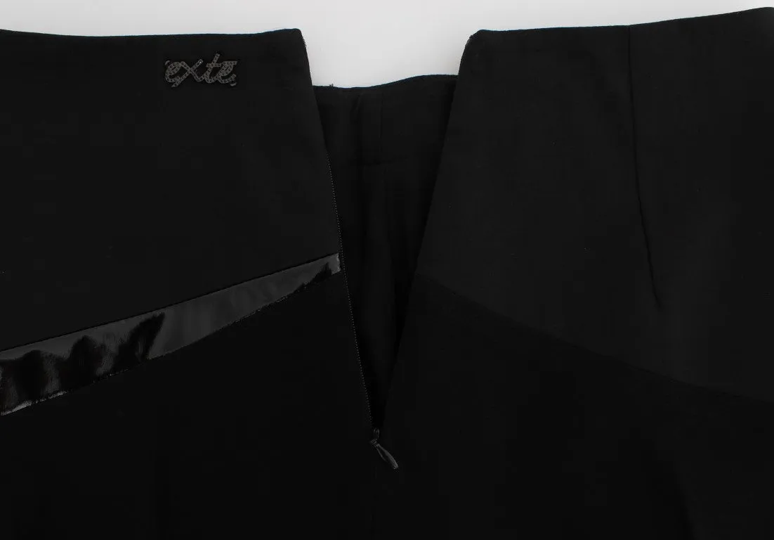 Chic Black and Blue Cotton Blend Skirt