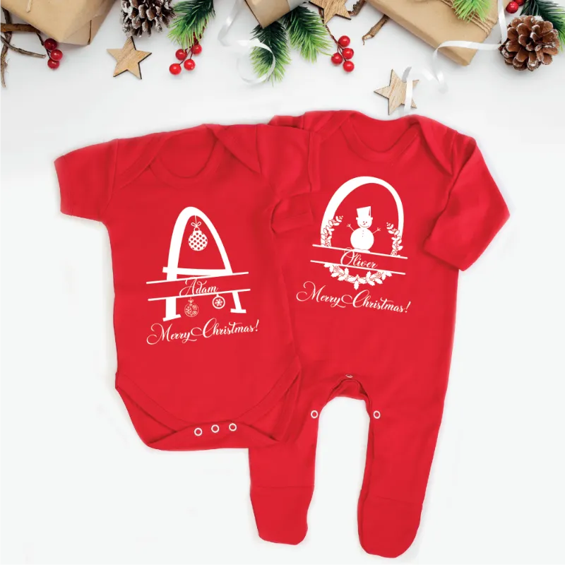 Christmas Monogram Matching Family T-shirts