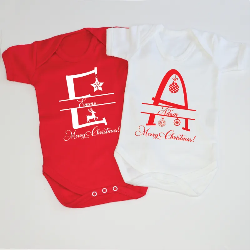Christmas Monogram Matching Family T-shirts