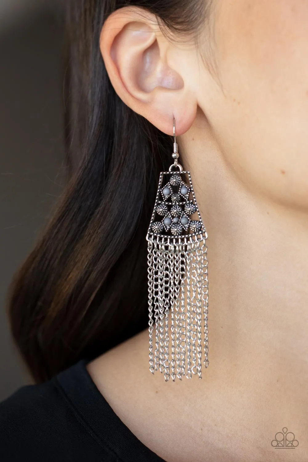 Cleopatras Allure - Silver Earrings - Paparazzi Accessories