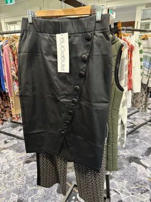 Coated Bengaline Skirt -Black