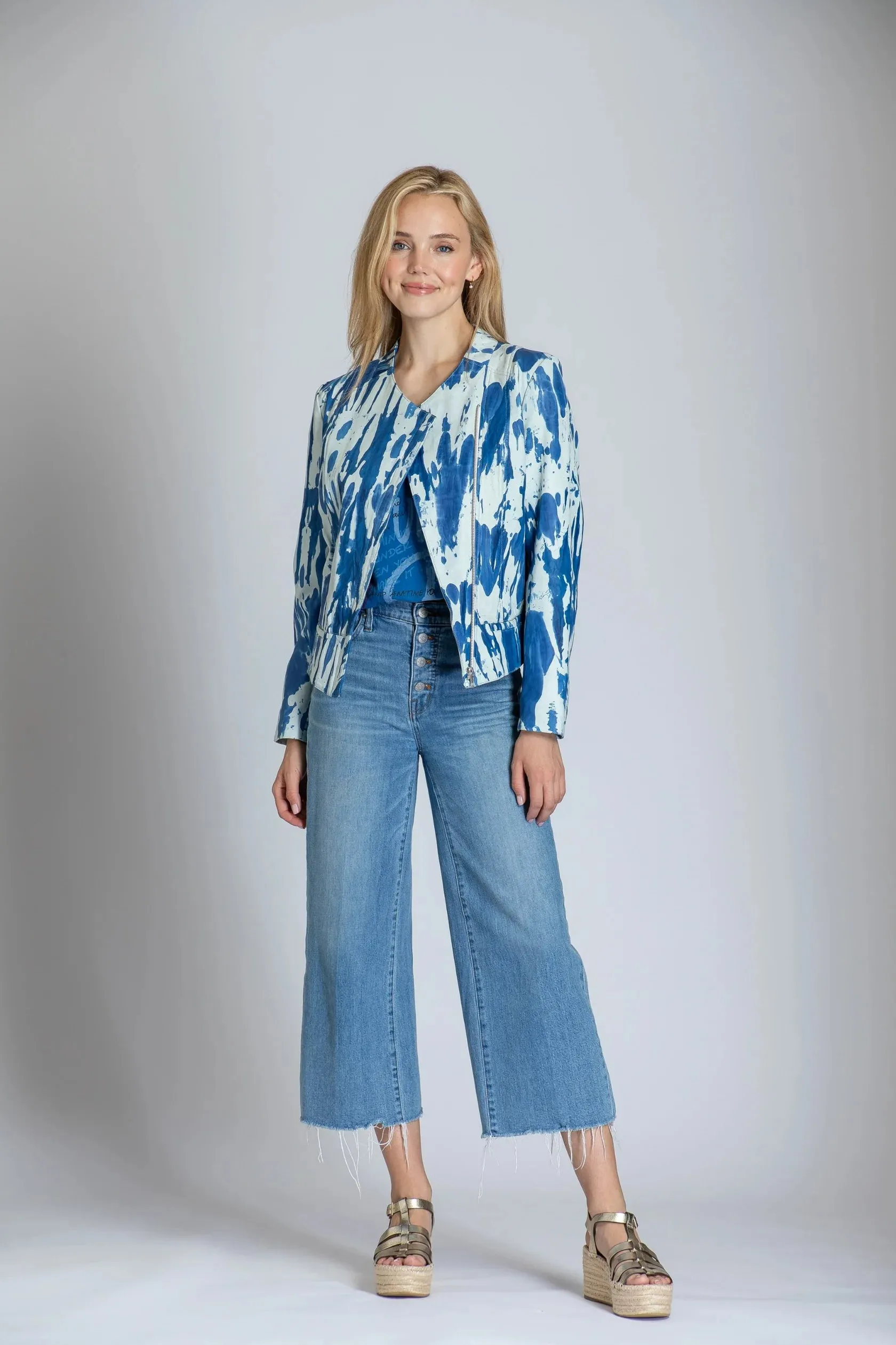Collarless Lamb Leather Jacket - Chibbori
