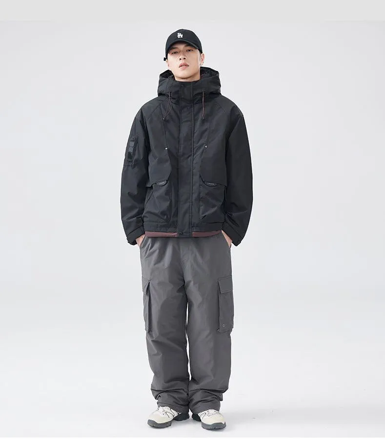 Comfortable Relaxed-Fit Hooded Field Trucker Jacket with Patchwork Design