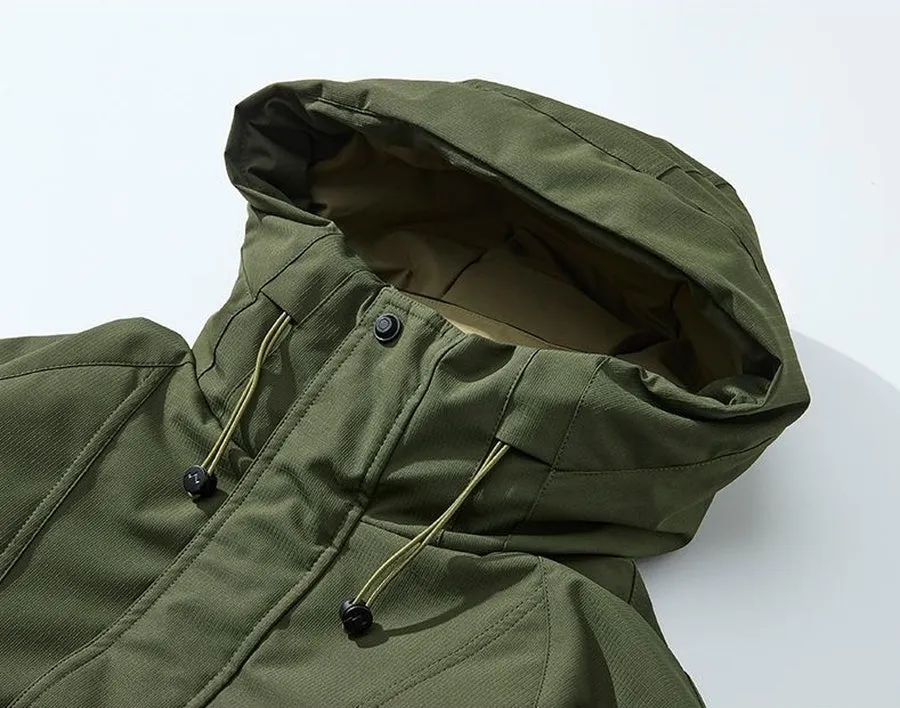 Comfortable Relaxed-Fit Hooded Field Trucker Jacket with Patchwork Design