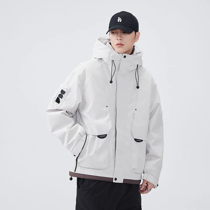Comfortable Relaxed-Fit Hooded Field Trucker Jacket with Patchwork Design