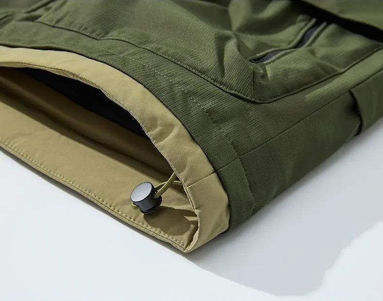 Comfortable Relaxed-Fit Hooded Field Trucker Jacket with Patchwork Design