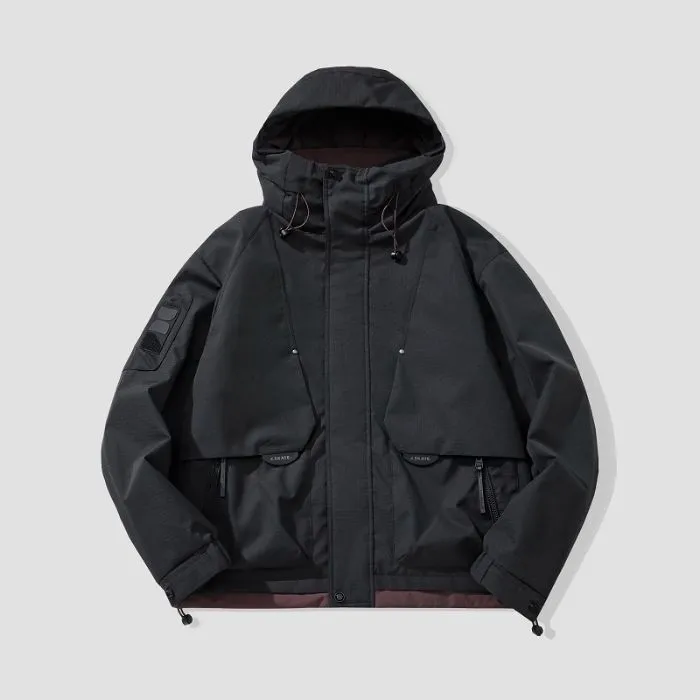 Comfortable Relaxed-Fit Hooded Field Trucker Jacket with Patchwork Design