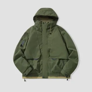 Comfortable Relaxed-Fit Hooded Field Trucker Jacket with Patchwork Design
