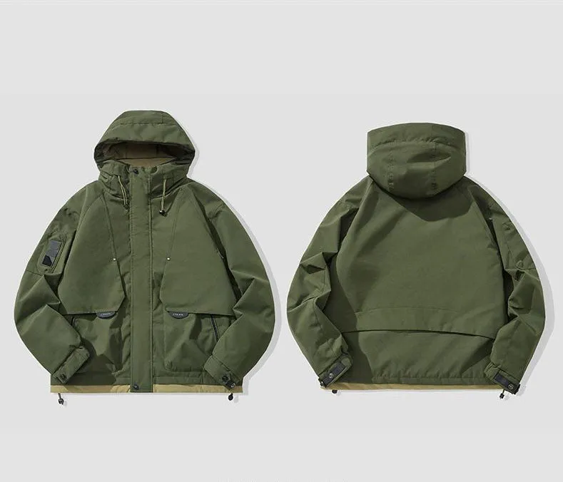 Comfortable Relaxed-Fit Hooded Field Trucker Jacket with Patchwork Design