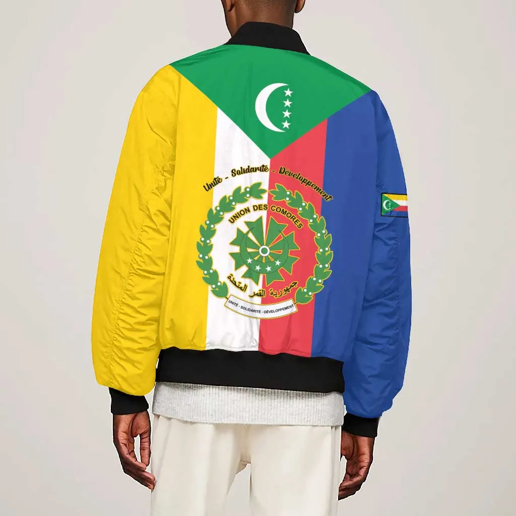 Comoros Coat Of Arms Flag Style Bomber Jacket LT15